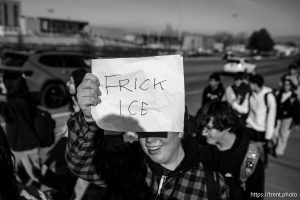 (Trent Nelson  |  The Salt Lake Tribune) Students walk out of Hillcrest High School in Midvale on Friday, Jan. 30, 2026.