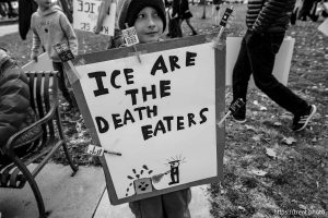 (Trent Nelson  |  The Salt Lake Tribune) An anti-ICE protest at City Hall in Salt Lake City on Friday, Jan. 30, 2026.