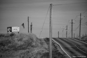 Charlie Kirk sign on side of road on Friday, Feb. 6, 2026.