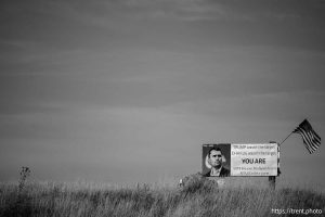 Charlie Kirk sign on side of road on Friday, Feb. 6, 2026.