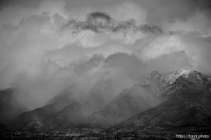 (Trent Nelson  |  The Salt Lake Tribune) Rain over Davis County, seen from the Great Salt Lake Shorelands Preserve on Tuesday, Feb. 17, 2026.