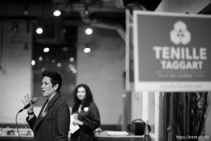 Tenille Taggart launches her campaign for Salt Lake County Council on Tuesday, Jan. 27, 2026.