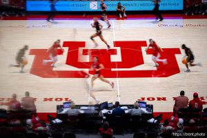 (Trent Nelson  |  The Salt Lake Tribune) Utah's LA Sneed brings the ball up court as Utah hosts Arizona, NCAA basketball in Salt Lake City on Saturday, Feb. 28, 2026.