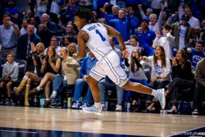 (Trent Nelson  |  The Salt Lake Tribune) BYU Cougars guard Robert Wright III (1) as BYU hosts Texas Tech, NCAA basketball in Provo on Saturday, March 7, 2026.
