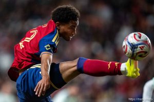 (Trent Nelson  |  The Salt Lake Tribune) Real Salt Lake forward Zavier Gozo (72) as Real Salt Lake hosts Austin FC, MLS soccer in Sandy on Saturday, March 14, 2026.
