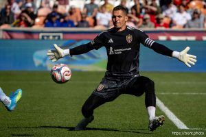 (Trent Nelson  |  The Salt Lake Tribune) Real Salt Lake goalkeeper Rafael Cabral (1) as Real Salt Lake hosts Sporting Kansas City, MLS soccer in Sandy on Saturday, April 4, 2026.